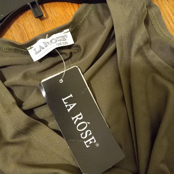 NWT Olive Green Cropped Jersey Wrap Top Y2K 90s One Size - Picture 10 of 12